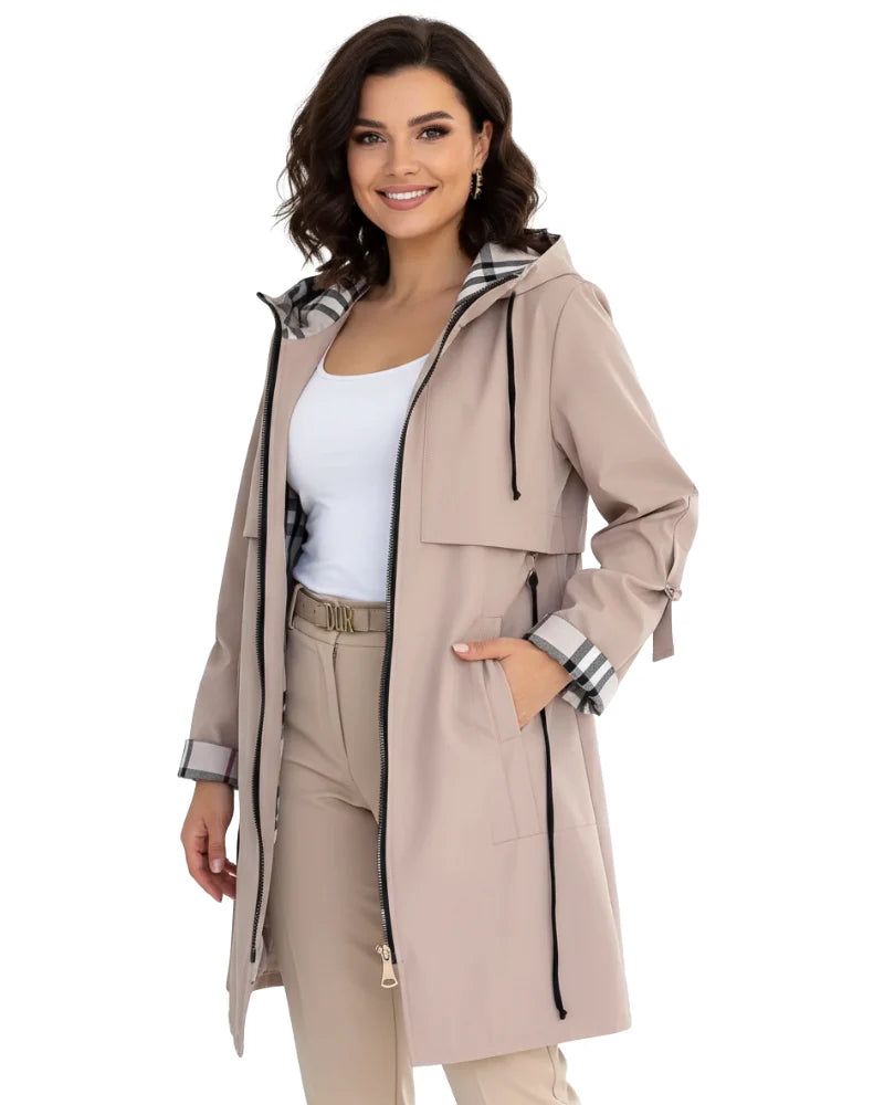 Saylor | Women's Coat Waterproof Hooded Windproof Zip Longline Warm Functional Casual Everyday Outdoor Autumn Winter Outerwear