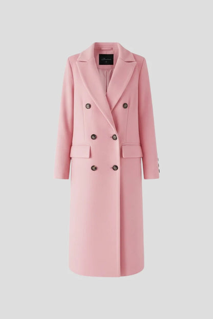 Nayeli | Women's Coat Lapel Collar Button Fastening Long Woven Tailored Structured Warm Smart Occasion Everyday Autumn Winter
