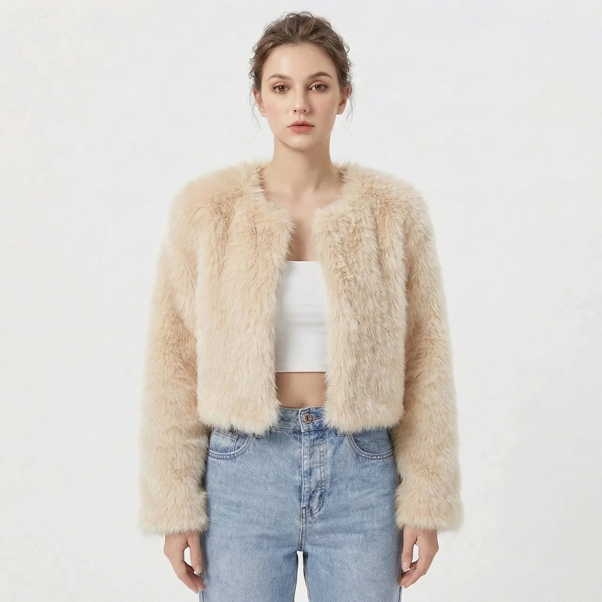 Lucille | Women's Jacket Luxe Faux Fur Soft Plush Warm Collared Statement Cosy Chic Feminine Occasion Everyday Autumn Winter