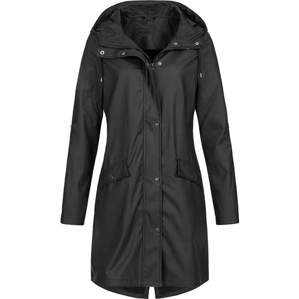 Scarlette | Women's Rain Jacket Long Waterproof Hooded Lightweight Windproof Functional Casual Everyday Outdoor Autumn Winter