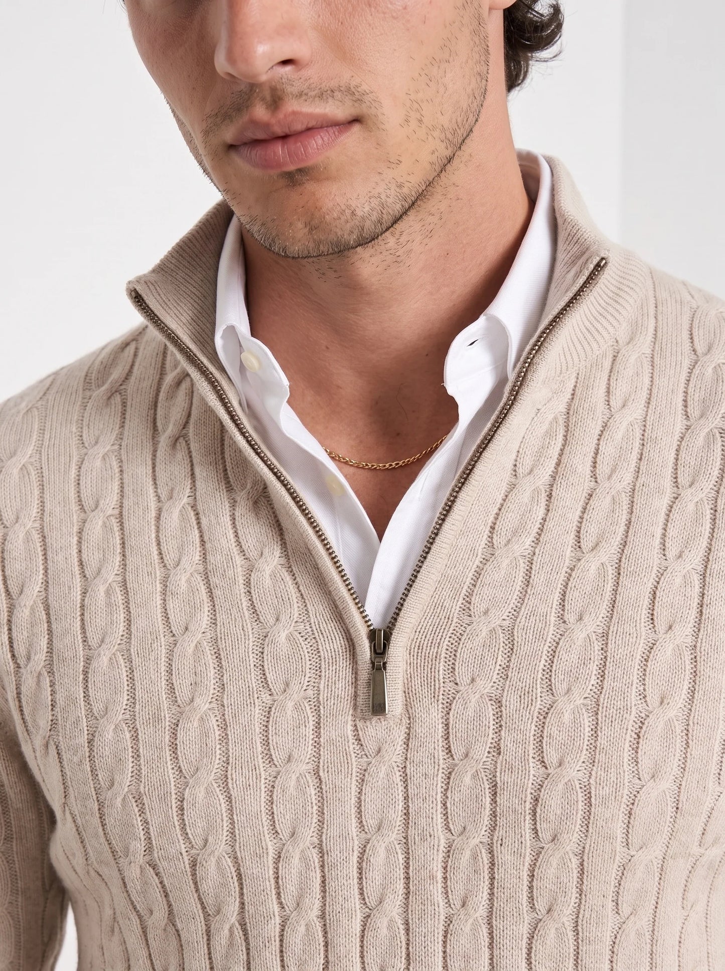 Atticus | Men's Sweater Premium Cotton Cable-Knit Chunky Textured Soft Warm Refined Smart Casual Everyday Layering Autumn Winter