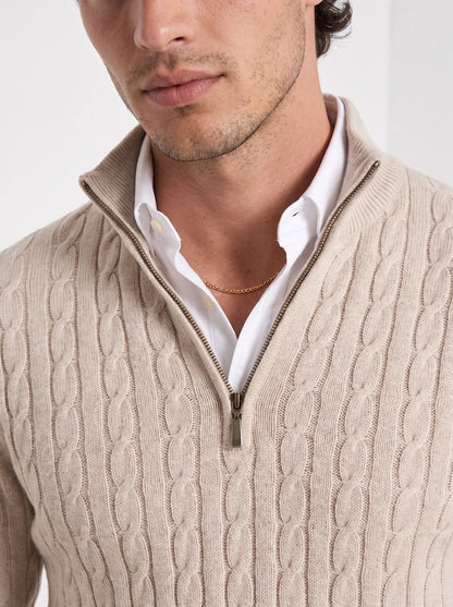 Atticus | Men's Sweater Premium Cotton Cable-Knit Chunky Textured Soft Warm Refined Smart Casual Everyday Layering Autumn Winter