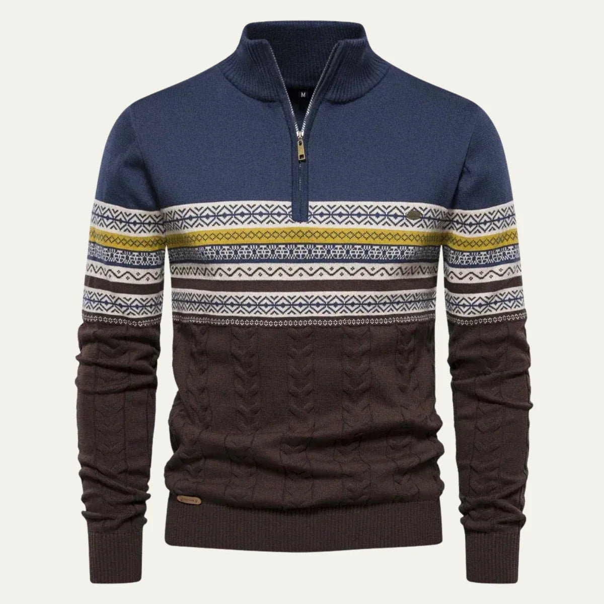 Apollo | Men's Sweater Quarter-Zip Cotton Fair Isle Knit Patterned Soft Warm Cosy Smart Casual Everyday Layering Autumn Winter