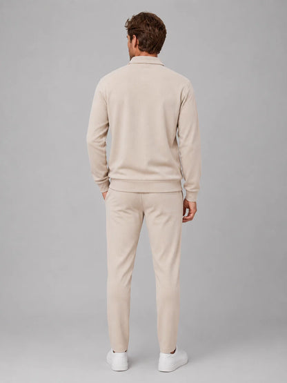 Amos | Men's Co-ord Set Zip Jacket Trousers Two-Piece Textured Smart Casual Coordinated Relaxed Refined Everyday Autumn Winter