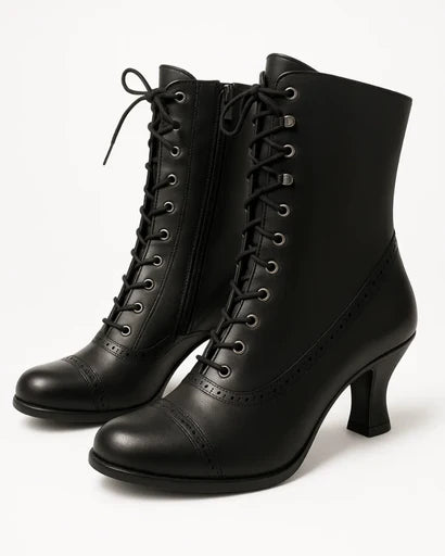Noelle | Women's Ankle Boots Retro Lace-Up Vintage Structured Heel Refined Classic Chic Casual Everyday Autumn Winter Footwear