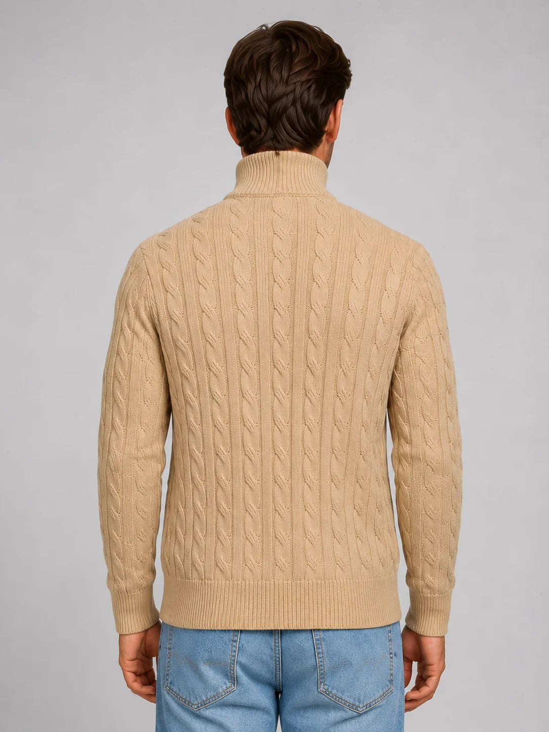 Brock | Men's Sweater Cable-Knit Quarter-Zip Funnel Neck Chunky Soft Warm Refined Smart Casual Everyday Layering Autumn Winter