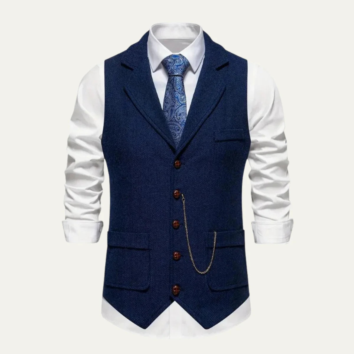 Gideon | Men's Tweed Waistcoat Gilet Tailored Classic Structured Sleeveless Smart Formal Occasion Business Wedding Refined
