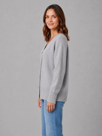 Renata | Women's Cardigan Heart Button Soft Knit V-Neck Button-Up Cosy Warm Relaxed Layering Chic Feminine Casual Everyday Autumn