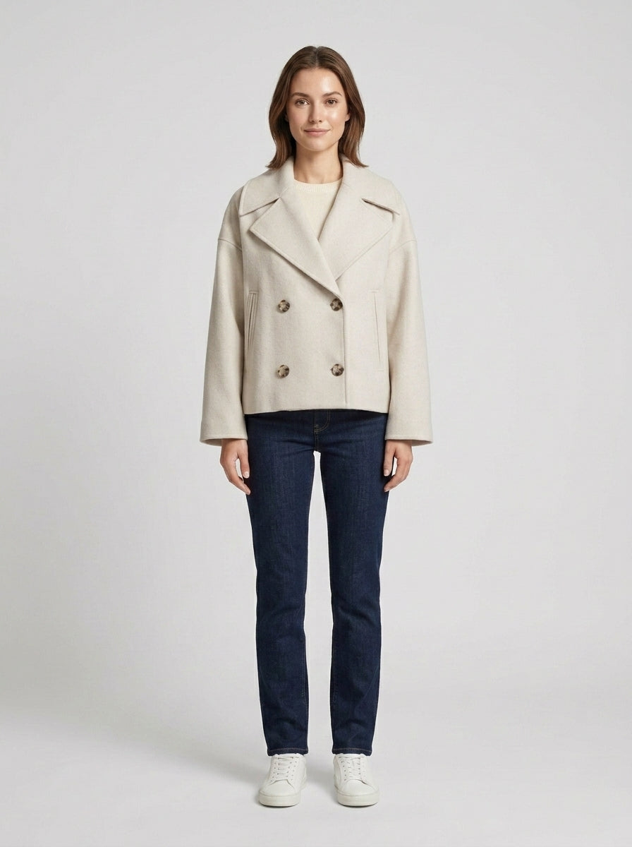 Madison | Women's Jacket Double-Breasted Tailored Structured Buttoned Smart Chic Occasion Office Everyday Autumn Winter Layering - Front [Lystr 6a8571d42208118807881c17:front]