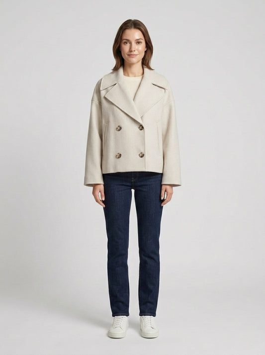 Madison | Women's Jacket Double-Breasted Tailored Structured Buttoned Smart Chic Occasion Office Everyday Autumn Winter Layering - Front [Lystr 6a8571d42208118807881c17:front]