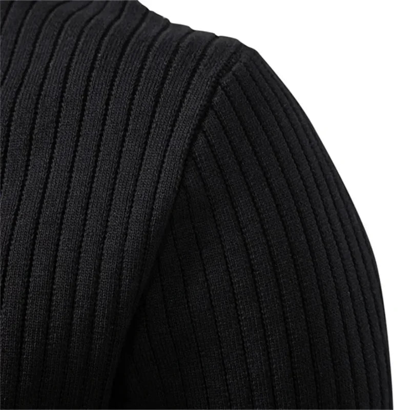 Percival | Men's Henley Sweater Ribbed Knit Textured Soft Warm Refined Smart Casual Everyday Layering Autumn Winter Knitwear Cosy