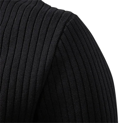 Percival | Men's Henley Sweater Ribbed Knit Textured Soft Warm Refined Smart Casual Everyday Layering Autumn Winter Knitwear Cosy