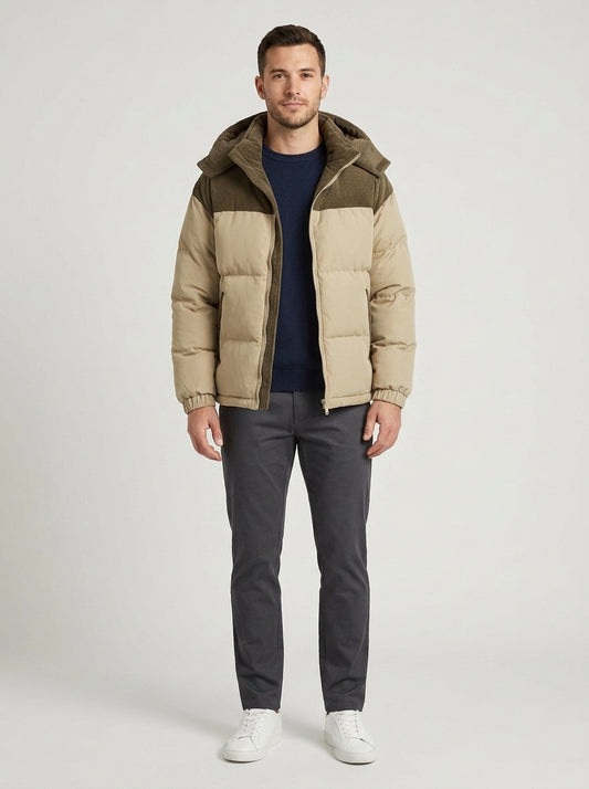 Abel | Men's Puffer Jacket Thick Hooded Insulated Warm Padded Durable Windproof Casual Everyday Streetwear Cold-Weather Winter - Front [Lystr 6a7eda3a3d30494f4c0f231b:front]