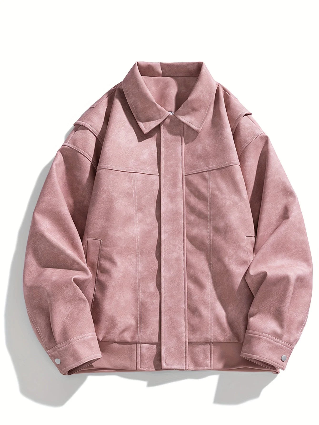 Andres | Men's Jacket Faux Leather Flap Collar Zip Pockets Structured Refined Smart Casual Everyday Autumn Winter Layering