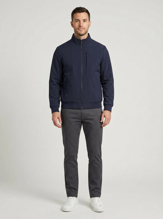 Seamus | Men's Waterproof Jacket Lightweight Rain Water-Resistant Hooded Functional Outdoor Windproof Casual Everyday Autumn - Front [Lystr 6a7eda8574a56fa975f4d887:front]