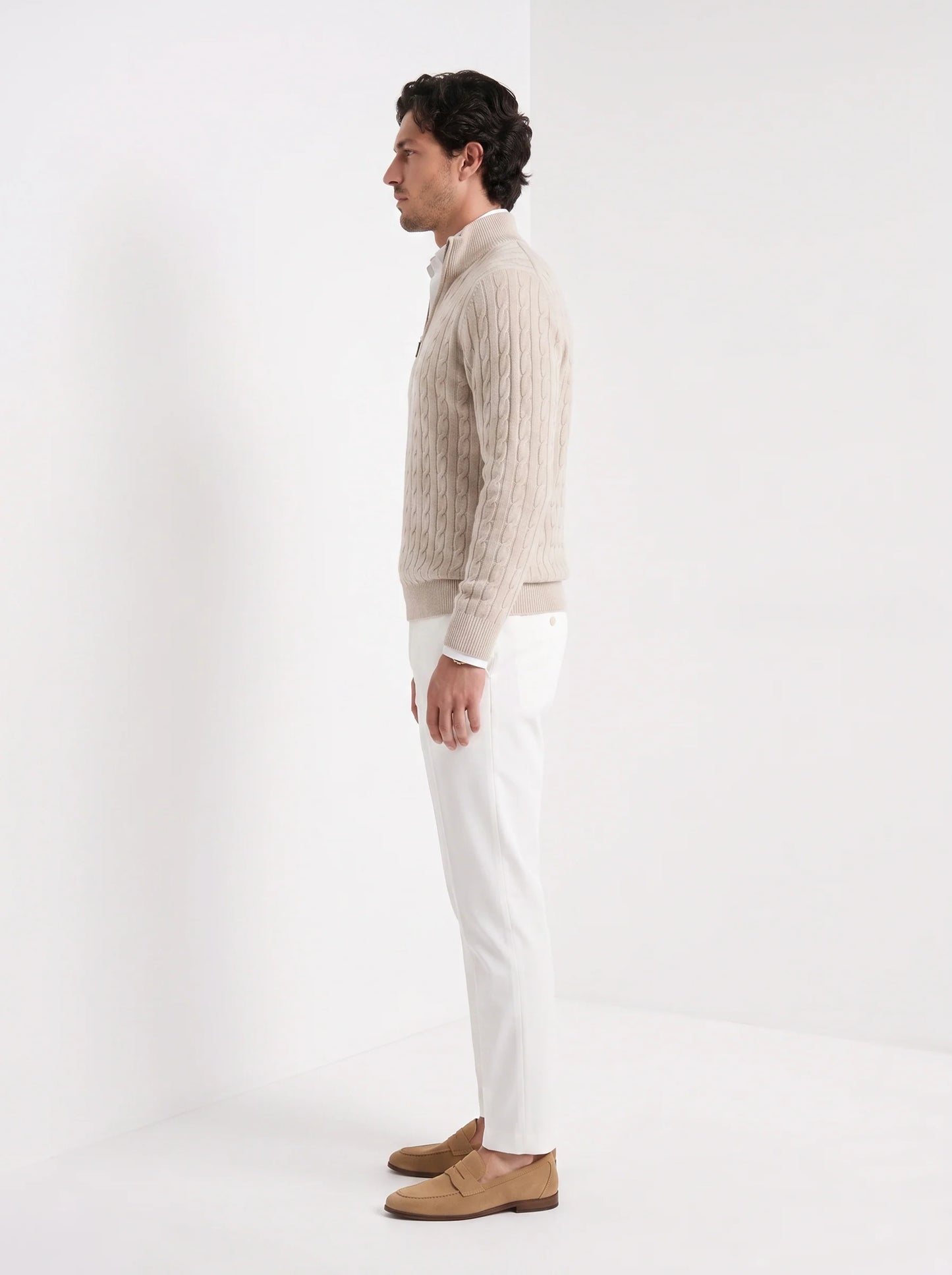 Atticus | Men's Sweater Premium Cotton Cable-Knit Chunky Textured Soft Warm Refined Smart Casual Everyday Layering Autumn Winter