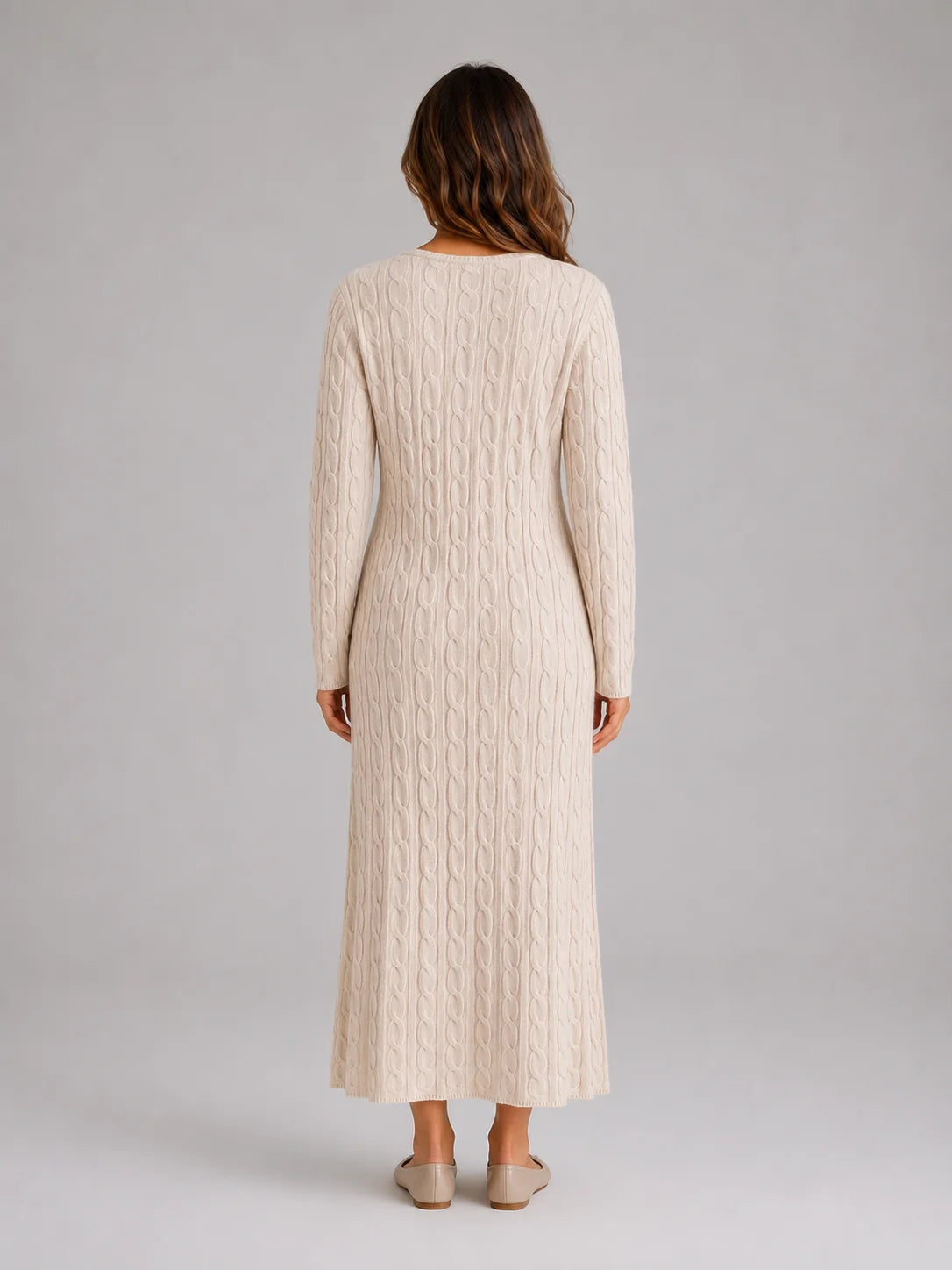 Perla | Women's Maxi Dress Cable-Knit Long-Sleeve Jumper Soft Cosy Warm Feminine Chic Occasion Everyday Autumn Winter Knitwear