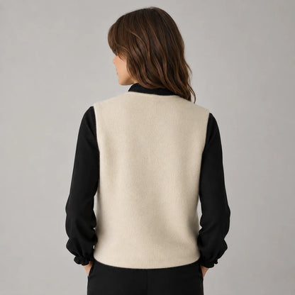 Sydney | Women's Vest Sweater Button-Front Round Neck Sleeveless Knit Soft Cosy Warm Layering Chic Feminine Casual Everyday