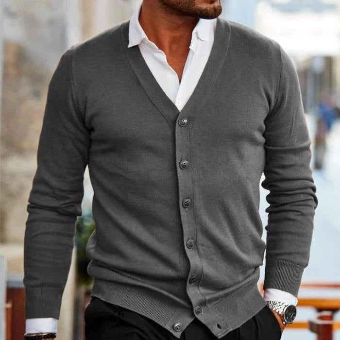 Alden | Men's Cardigan Button Front V-Neck Casual Knit Soft Refined Layering Smart Casual Everyday Autumn Winter Knitwear Warm