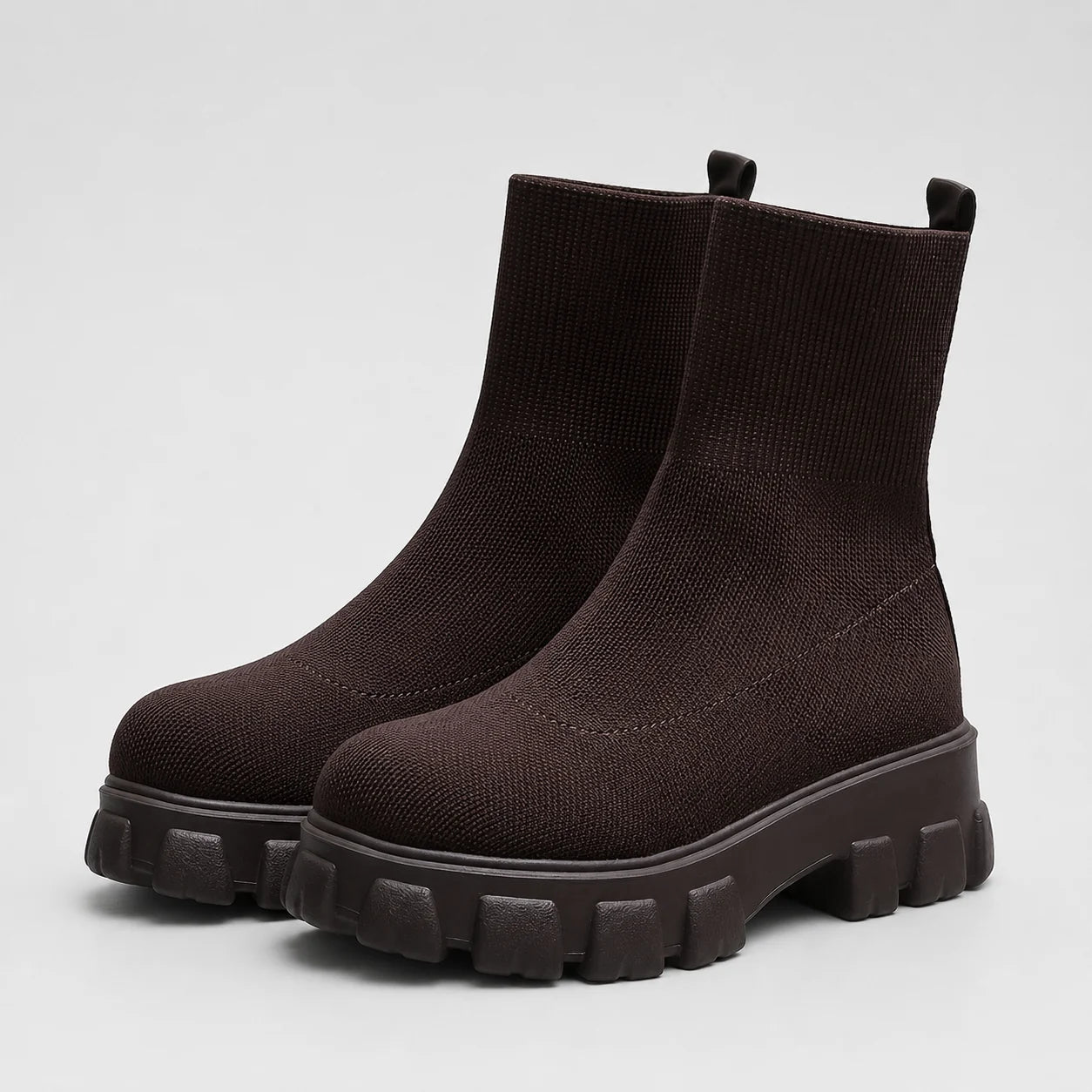 Vienna | Women's Ankle Boots Platform Knitted Sock Fit Stretch Chunky Sole Sleek Modern Everyday Winter Casual Comfort Versatile