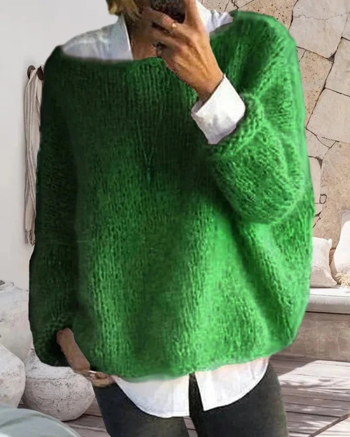 Maxine | Women's Sweater Fluffy Off-Shoulder Soft Textured Cosy Warm Relaxed Feminine Chic Occasion Everyday Autumn Winter