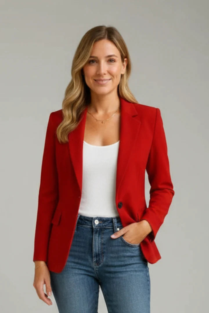 Meredith | Women's Blazer Notched Lapel Single Button Tailored Structured Smart Occasion Office Everyday Autumn Winter Layering