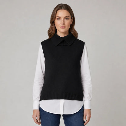 Sutton | Women's Vest Sweater Roll Neck Sleeveless Knit Soft Cosy Warm Layering Chic Feminine Casual Everyday Autumn Winter Knitwear