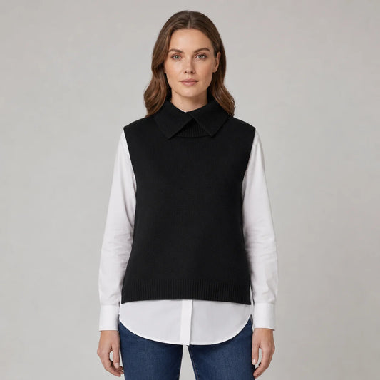 Sutton | Women's Vest Sweater Roll Neck Sleeveless Knit Soft Cosy Warm Layering Chic Feminine Casual Everyday Autumn Winter Knitwear