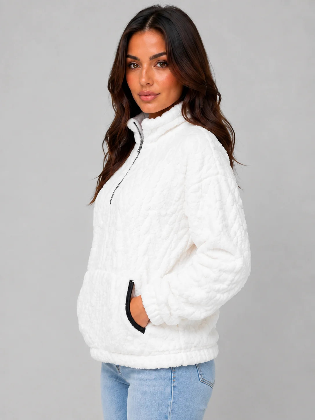 Lilith | Women's Pullover Plush Half-Zip High Neck Fleece Soft Cosy Warm Relaxed Layering Chic Casual Everyday Autumn Winter