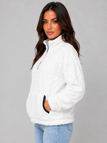 Lilith | Women's Pullover Plush Half-Zip High Neck Fleece Soft Cosy Warm Relaxed Layering Chic Casual Everyday Autumn Winter