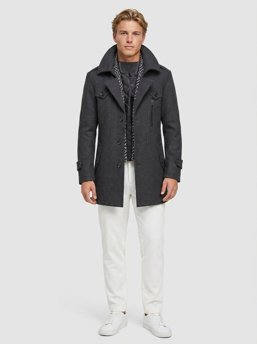Alfie | Men's Coat Winter Hooded Wool - Front [Lystr 6a7644212ea66f06edfe81a8:front]