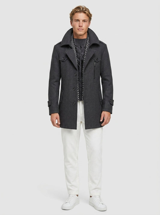 Alfie | Men's Coat Winter Hooded Wool - Front [Lystr 6a7644212ea66f06edfe81a8:front]