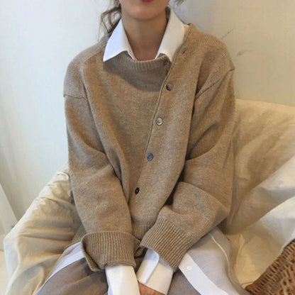 Winter | Women's Jumper Cosy Playful Button Detail Soft Knit Relaxed Warm Layering Chic Feminine Casual Everyday Autumn Winter