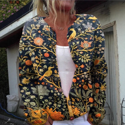 Octavia | Women's Cardigan Knit Vintage Floral Pattern Soft Cosy Warm Relaxed Layering Chic Feminine Occasion Everyday Autumn