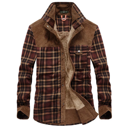 Nathanael | Men's Overshirt Checked Sherpa Lined Warm Cotton Button-Up Shirt Jacket Structured Casual Everyday Layering Autumn Winter