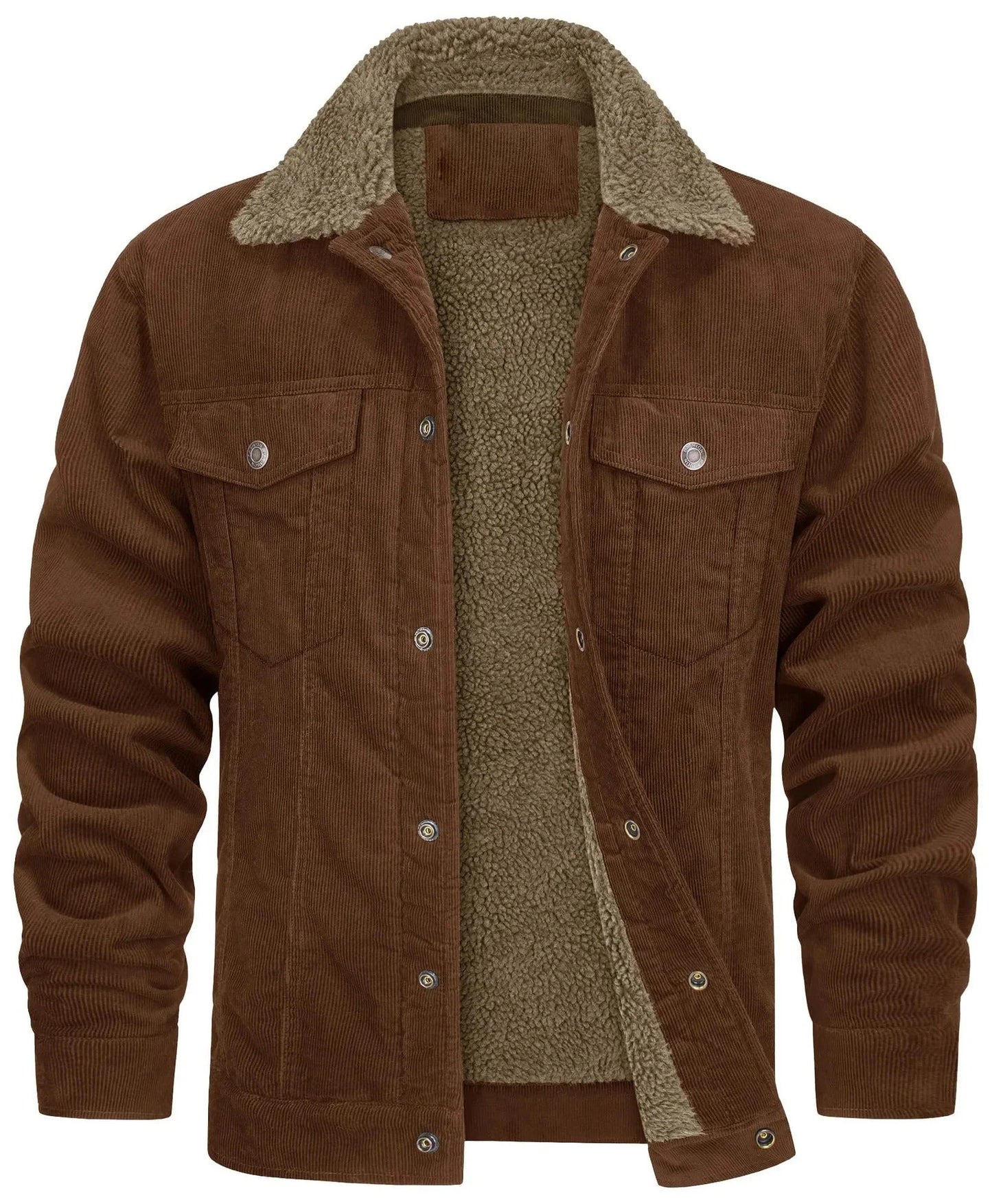 Nasir | Men's Jacket Corduroy Sherpa Collar Lined Warm Insulated Structured Casual Everyday Layering Autumn Winter Outerwear Cosy