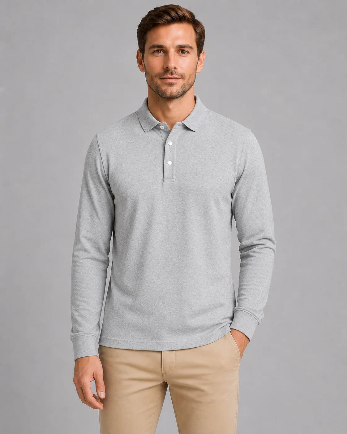 Brent | Men's Polo Shirt Long-Sleeve Jersey Smart Casual Soft Cotton Refined Everyday Layering Autumn Winter Versatile Clean
