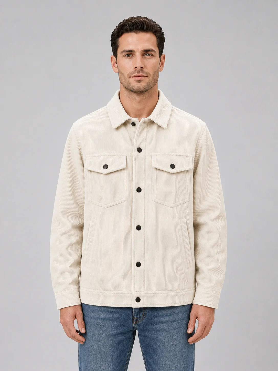 Bryant | Men's Overshirt Corduroy Cotton Button-Up Shirt Jacket Textured Warm Refined Smart Casual Everyday Layering Autumn Winter