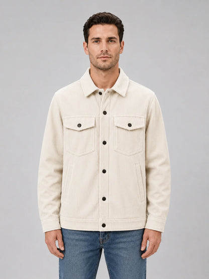 Bryant | Men's Overshirt Corduroy Cotton Button-Up Shirt Jacket Textured Warm Refined Smart Casual Everyday Layering Autumn Winter