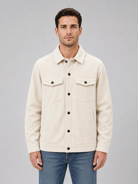 Bryant | Men's Overshirt Corduroy Cotton Button-Up Shirt Jacket Textured Warm Refined Smart Casual Everyday Layering Autumn Winter