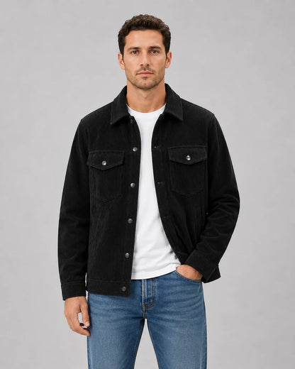 Bryant | Men's Overshirt Corduroy Cotton Button-Up Shirt Jacket Textured Warm Refined Smart Casual Everyday Layering Autumn Winter