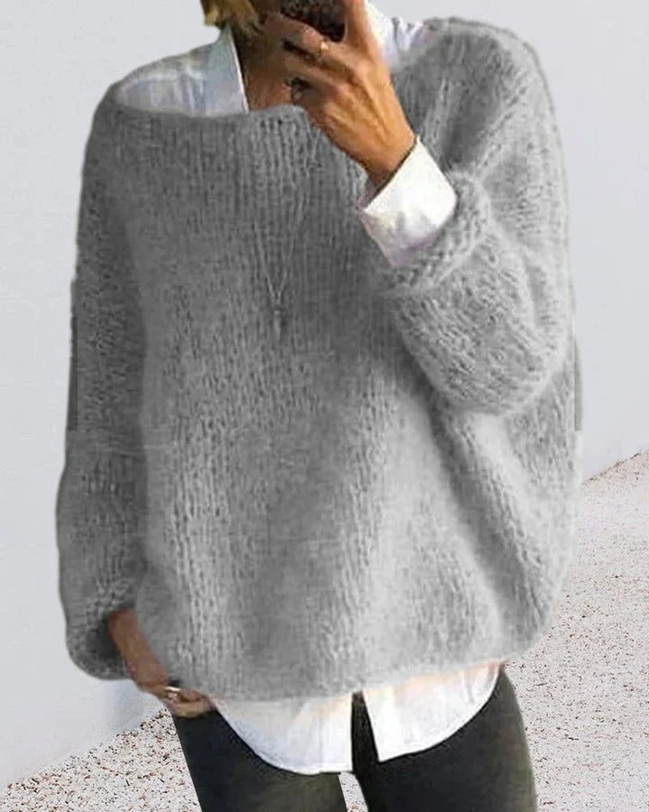 Maxine | Women's Sweater Fluffy Off-Shoulder Soft Textured Cosy Warm Relaxed Feminine Chic Occasion Everyday Autumn Winter