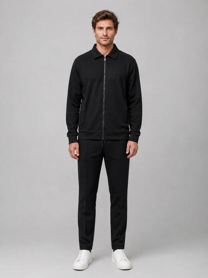 Amos | Men's Co-ord Set Zip Jacket Trousers Two-Piece Textured Smart Casual Coordinated Relaxed Refined Everyday Autumn Winter