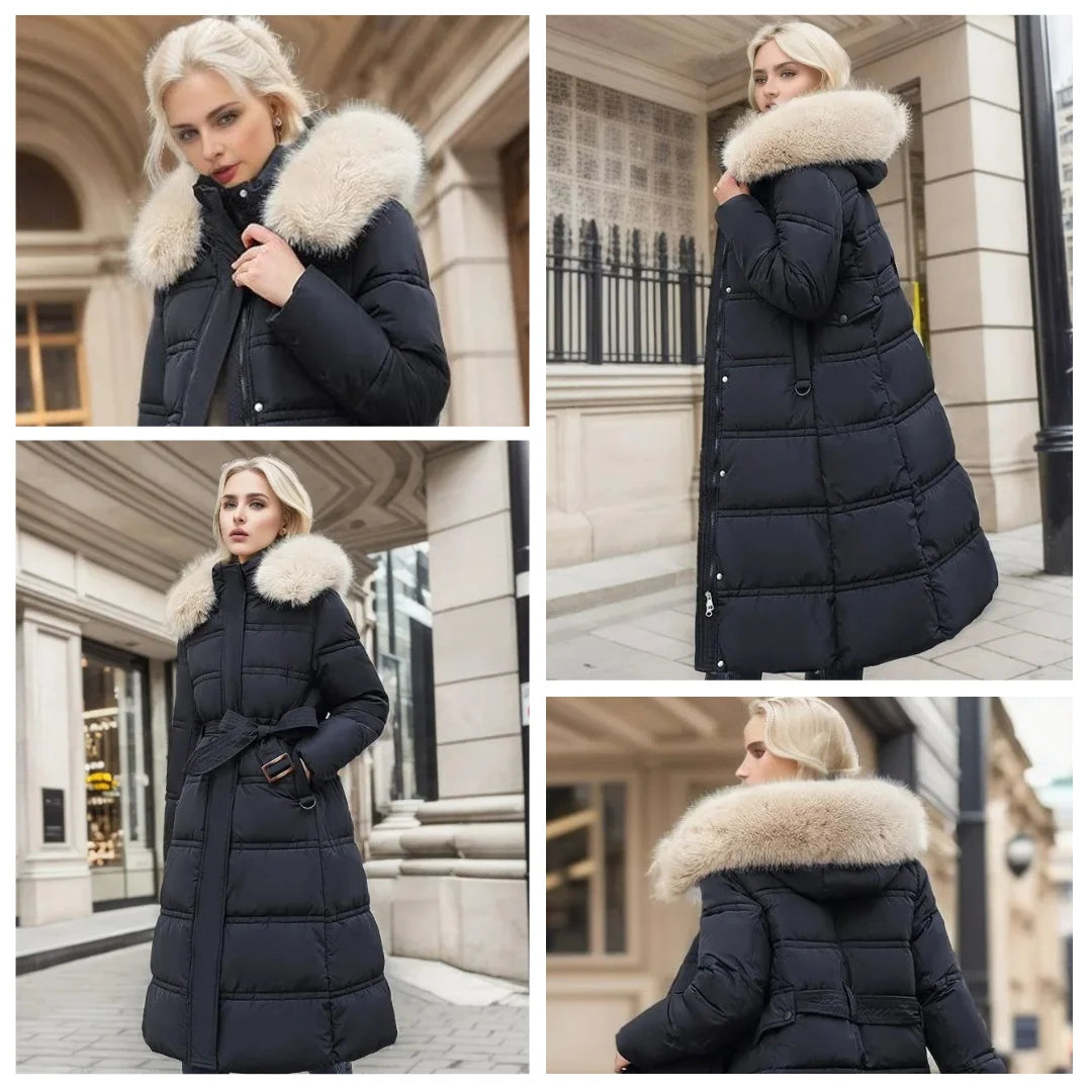 Sloane | Women's Parka Designer Winter Fur Hood Padded Insulated Warm Longline Quilted Casual Everyday Outdoor Winter Outerwear