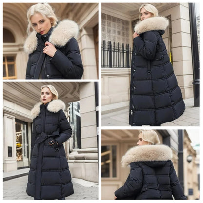 Sloane | Women's Parka Designer Winter Fur Hood Padded Insulated Warm Longline Quilted Casual Everyday Outdoor Winter Outerwear