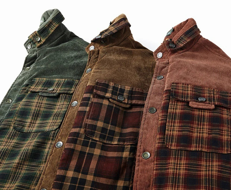 Nathanael | Men's Overshirt Checked Sherpa Lined Warm Cotton Button-Up Shirt Jacket Structured Casual Everyday Layering Autumn Winter
