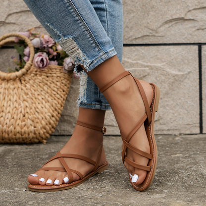Women's Strappy Roman Sandals with Zip Back