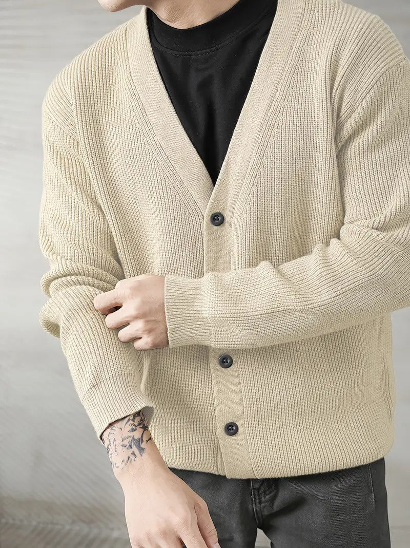 Men’s Ribbed V-Neck Cardigan