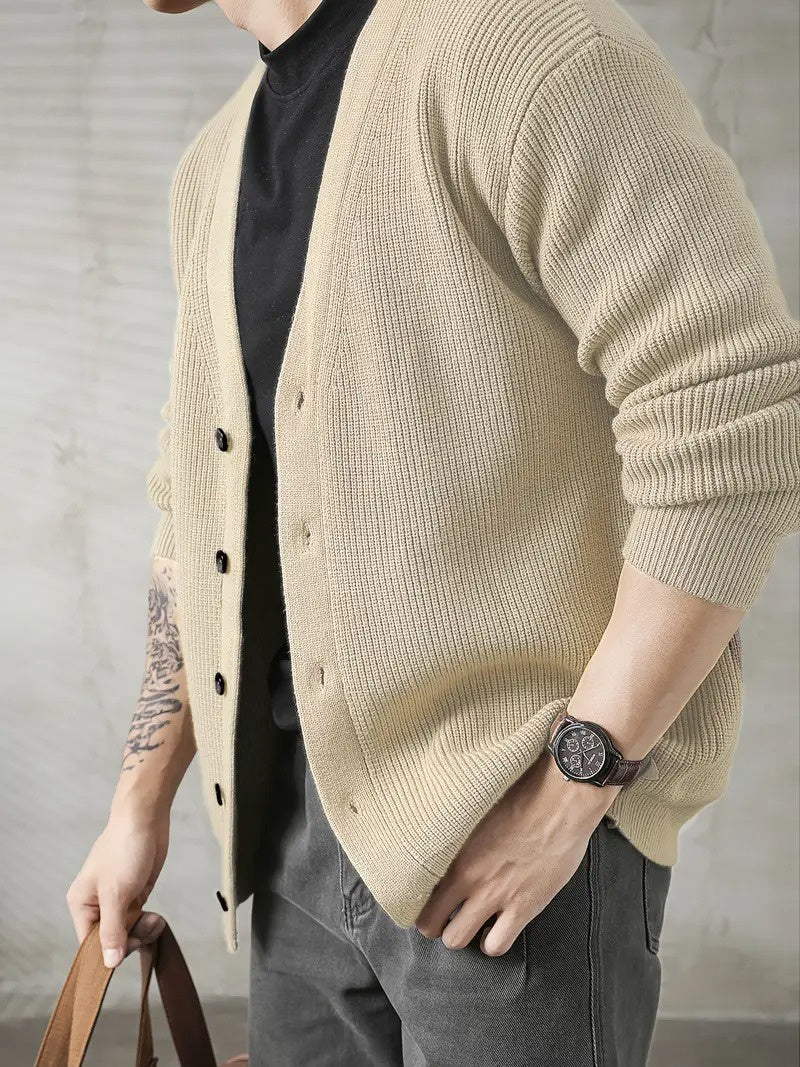 Men’s Ribbed V-Neck Cardigan