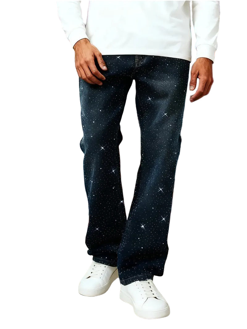 Men’s Straight-Leg Pants with Star Pattern